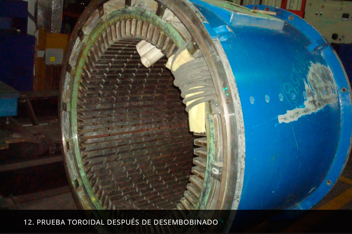 Prueba toroidal después de desembobinado